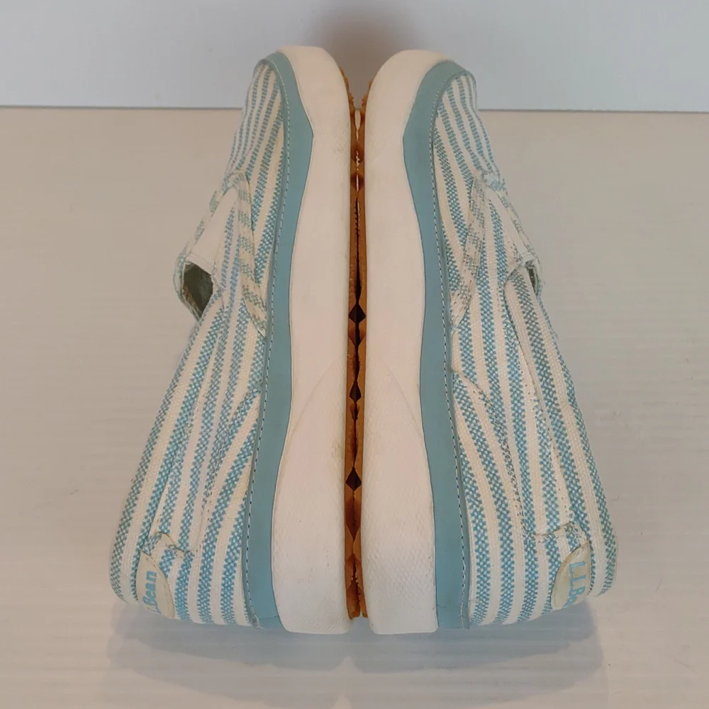 L.L. Bean Blue White Striped Canvas Slip-On